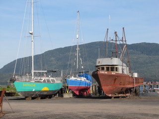 Balthazar and Bosun Bird on the hard