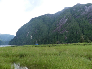 Anchored off the flats <br>at the head of Alison Sound