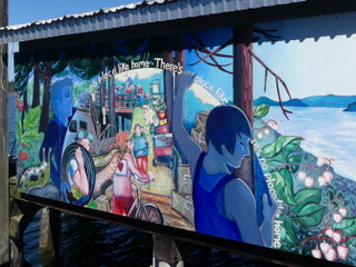 Mural at dock, False Bay, Lasqueti