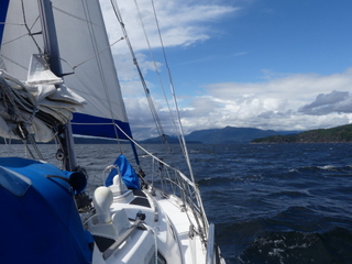 Sailing downwind to Refuge Cove