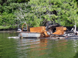 Burnt out float-homes, Clam Cove