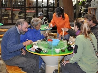 Sampling cold noodles