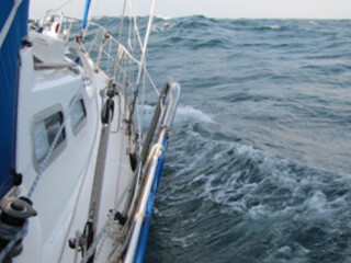 Beating to windward, east of Japan